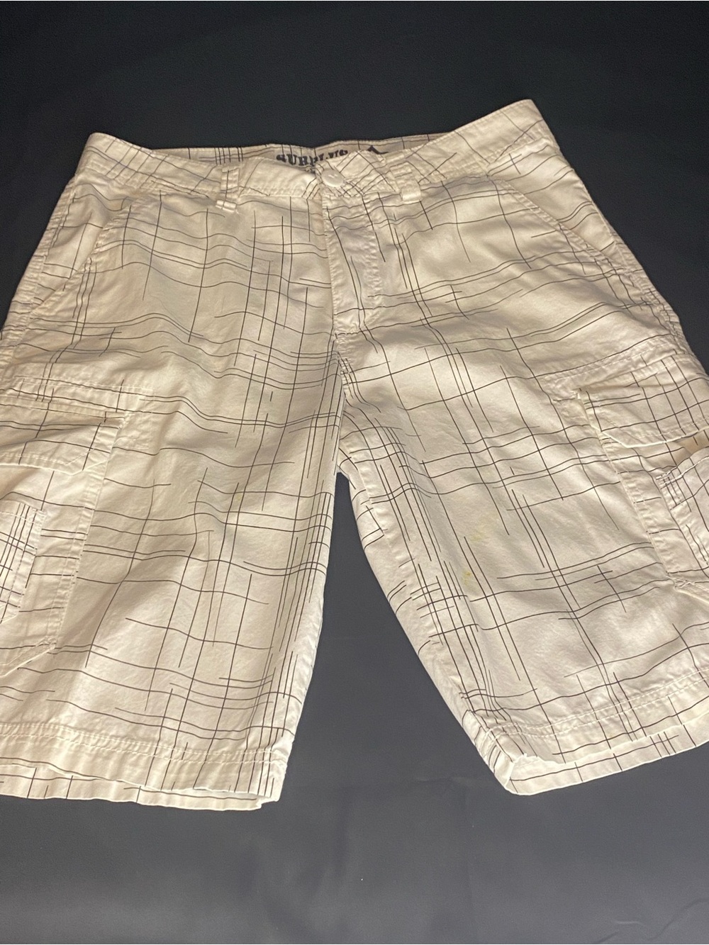 Mens Shorts By Surplus Size 32 Length “15” White/Grey 6 Pockets